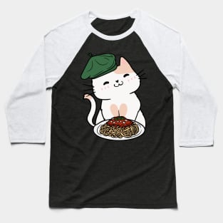 Cat eating Spaghetti - Persian Baseball T-Shirt